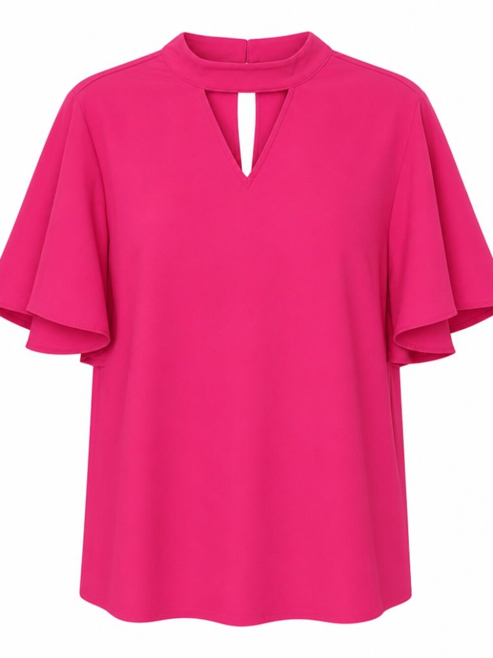 Lane Bryant Girly Office Spring Hot Pink Choker Style Flutter Sleeve Top Size 20